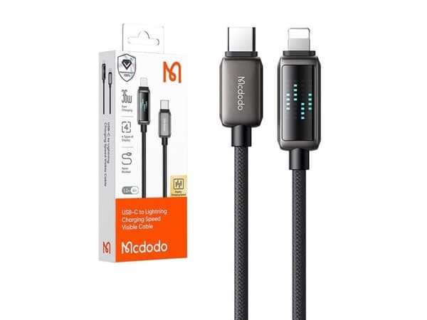 Mcdodo CA-2630 USB-C-Lightning-kaapeli, 36 W, LED-näyttö, 1,2 m