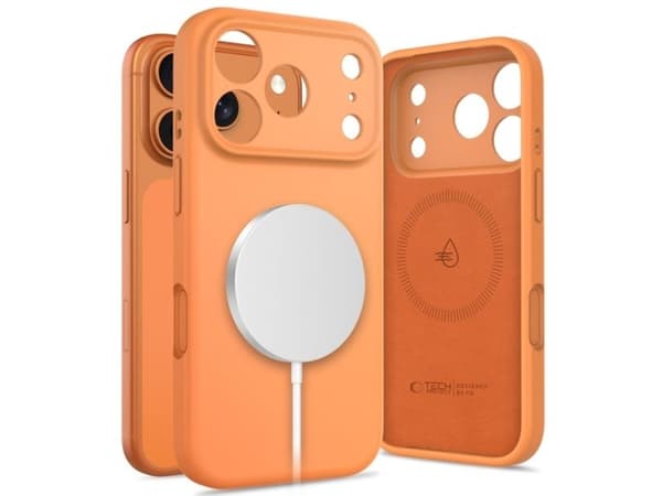 Tech-Protect silikondeksel med MagSafe til iPhone 17 Pro - oransje