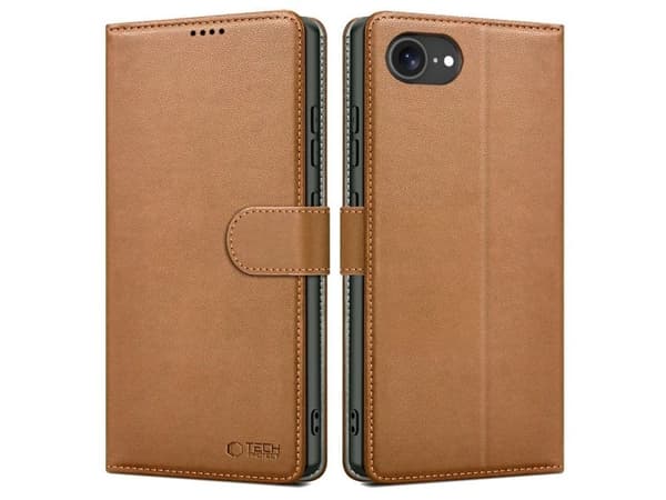 Tech-Protect lommebokdeksel for iPhone 16e / 17e - brun