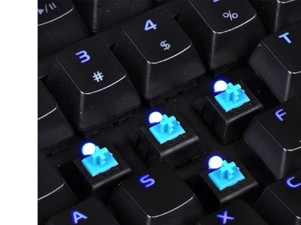 Thermaltake POSEIDON Z, USB, QWERTY, PC/server, Sort, Blå, Monoton
