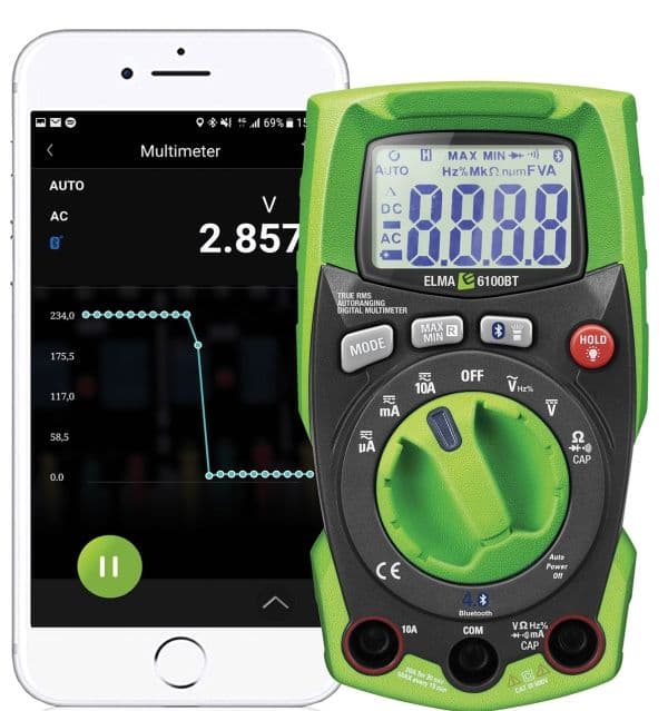 Multimeter Elma 6100BT IP65 sand RMS med bluetooth
