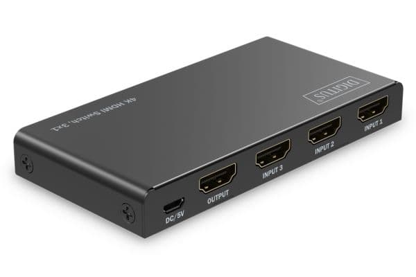 Digitus DS-55331, HDMI, Micro-USB, Metall, Sort, 18 Gbit/sek, Status
