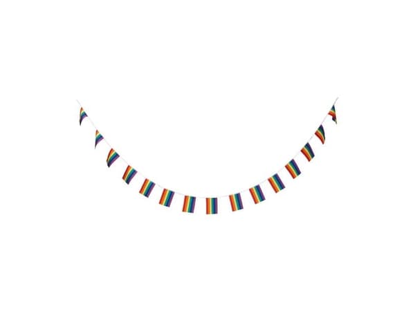 Regnbue flagguirlande, 6 m.