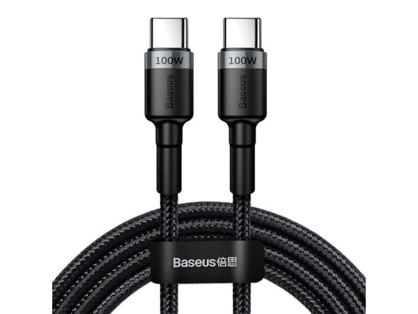 Baseus Cafule USB-C til USB-C-kabel, QC 3.0, PD 2.0, 100W, 5A, 2m (grå-svart)