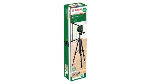 Bosch AdvancedLevel 2G, 15 m, 0,4 mm/m, 4°, Punainen, Linjalaser, Musta, Vihreä