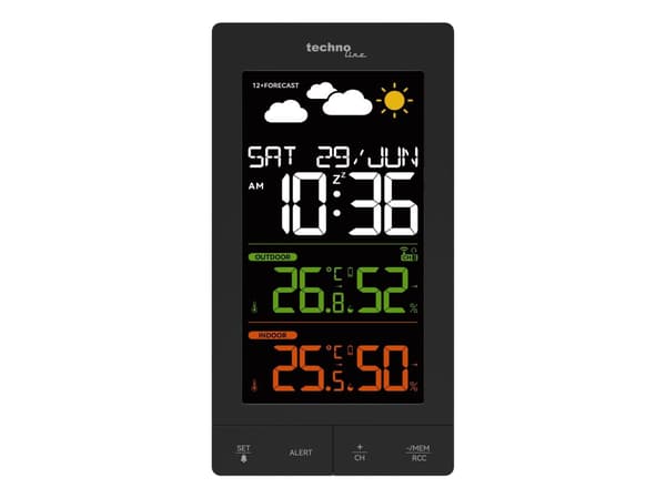 Technoline WS 6458, Svart, Inne Termometer, Utendørs Barometer, Termometer, Termometer, 1 - 99%, -9,9 - 50 °C