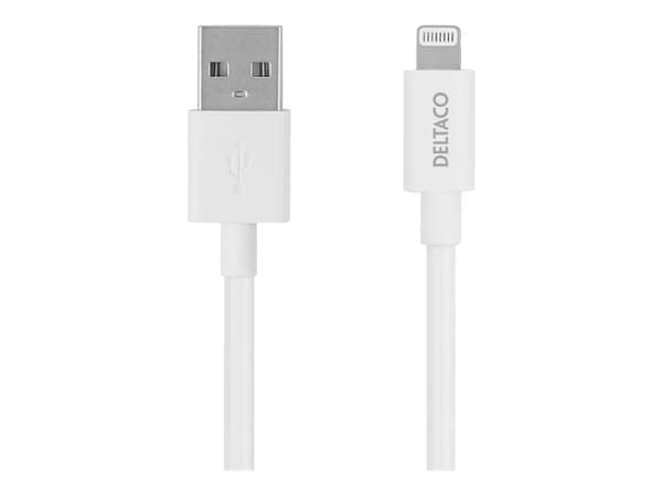 DELTACO - Lightning-kabel - USB hann til Lightning hann - 2 m - hvit