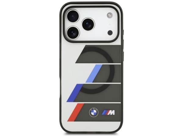 BMW M IML metalknapper tricolor-linjer MagSafe-deksel til iPhone 17 Pro Max - grå