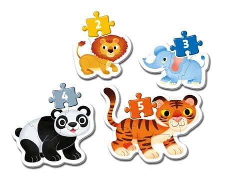 Clementoni Puslespil, Mit første, Wild Animals, 2-3-4-5 brikker