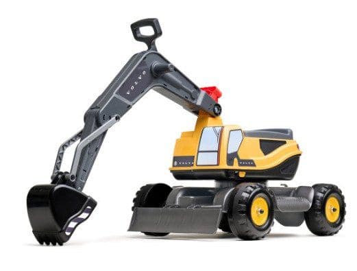 Falk Claas Volvo Bagger mit Klappsitz, 1 År, 4 hjul, Plast, Grå, Gul