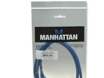 Manhattan USB 3.0, A/Micro-B, 1 m, 1 m, USB A, Micro-USB B, USB 3.2 Gen 1 (3.1 Gen 1), Hane/Hane, Blå