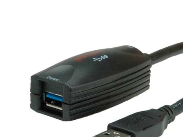 ROLINE USB 3.0 Active Repeater, 5 m, USB A, USB A, Sort