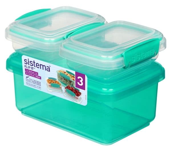 Sistema - 1L ja 2 x 200 ml Minty Teal (minttu)