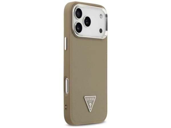 Guess Grained Triangle Logo MagSafe case for iPhone 17 Pro Max - brown