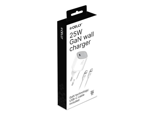 USB-laddare GaN 1 x USB-C PD 25W + USB-C-kaapeli