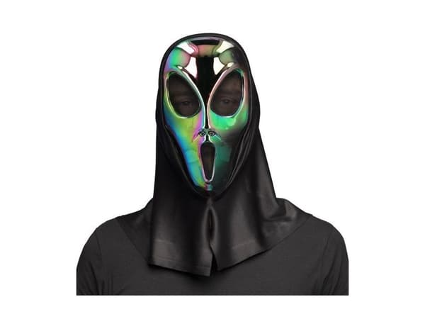 Alien-naamio, jossa on huppu