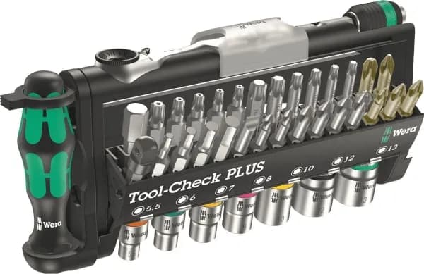 Wera Tool-Check PLUS - Ratcheting screwdriver with bit and socket set - i hållare