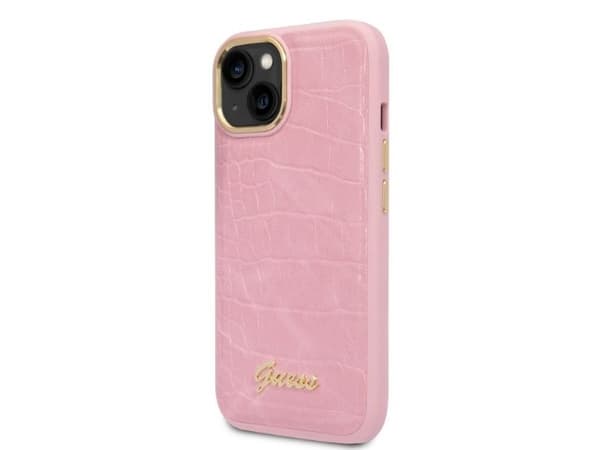 Guess Croco Collection-skal till iPhone 14 - rosa