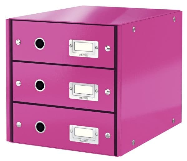 Leitz Click & Store WOW - Skuffskap - 3 skuffer - rosa