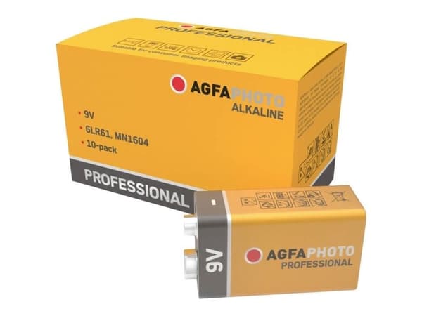Agfa AgfaPhoto alkalisk Professional -9V E-blokk, 10 stk
