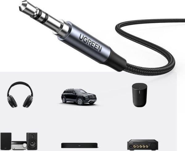 Ugreen USB-kaapeli USB-C - mini Jack 3,5 mm 1 m musta (UGR1190BLK)