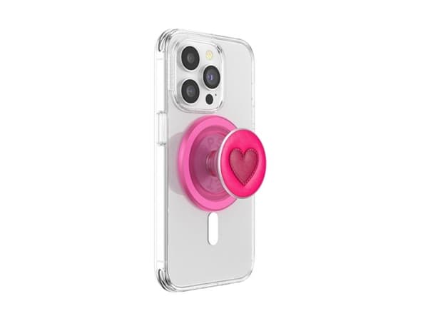 PopSockets Popsockets Crystal Heart MagSafe grep + stativ til telefon rosa