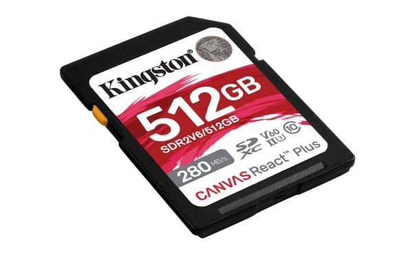 Kingston Canvas React Plus - Flashminnekort - 512 GB - Video Class V60 / UHS-II U3 / Class10 - SDXC UHS-II