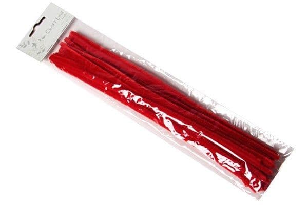 Chenille 6mm 30cm 25stk röd