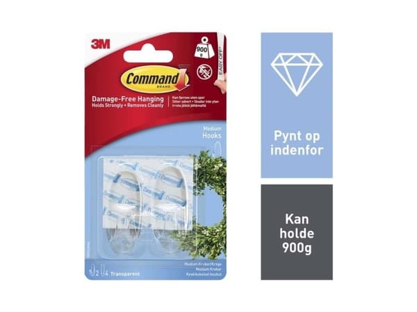 Command, 3M Command 17091CLR, hvid, kasse a 6 pakker