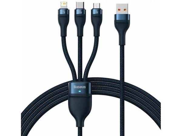 Baseus Flash Series II-kabel USB - USB Type C / Lightning / micro USB 100 W 1,2 m blå (CASS030003)