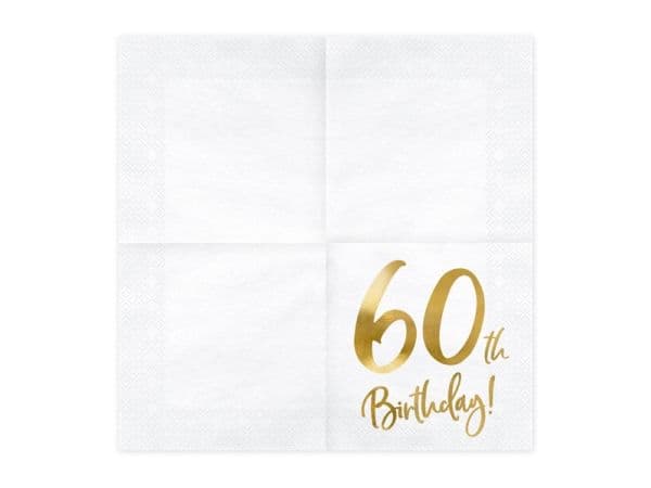 Servietter 60th birthday, guld