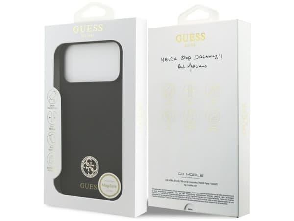 Guess Silicone Logo Strass 4G MagSafe Case for iPhone 17 Pro Max - Black