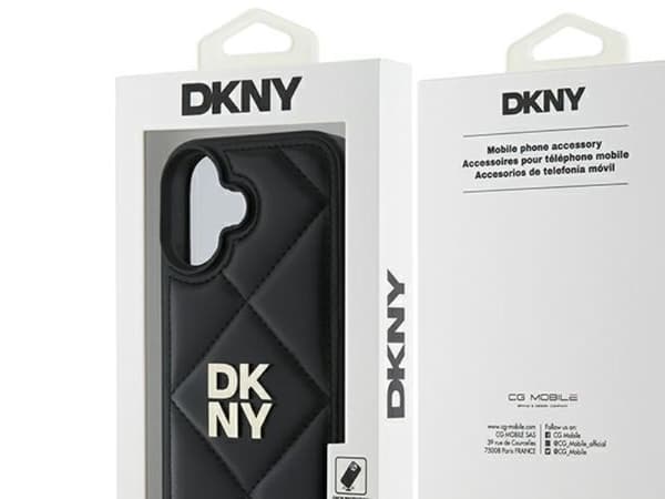 DKNY DKHCP16SPQDSLK iPhone 16 6,1" svart Quilted Stack Logo