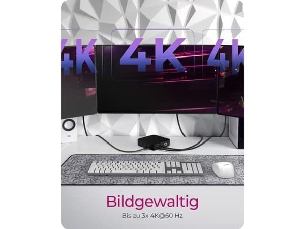 ICY BOX - Dokkingstasjon - USB-C - 3 x HDMI - 1GbE