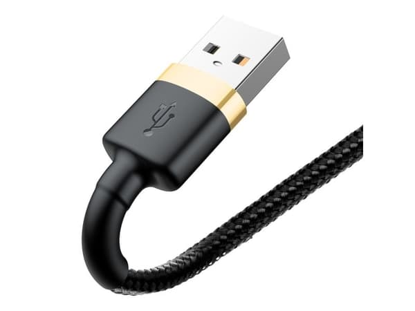 Baseus CALKLF-CV1, 2 m, USB A, Lightning, Hanstik, Hanstik, Sort, Guld