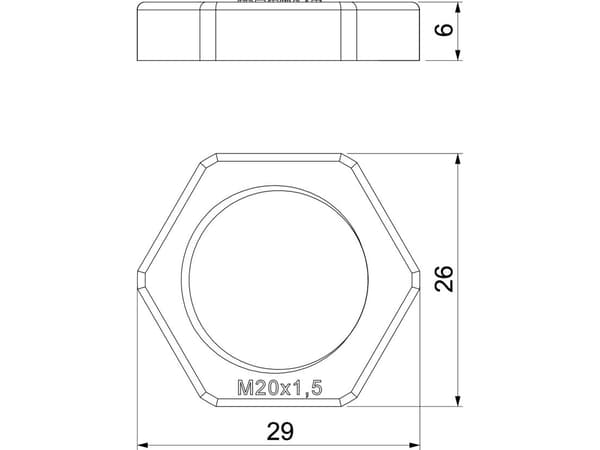 Obo Bettermann 2049082, Låsmutter, Polyamid, Svart, M20x1.5, 29 mm, 26 mm