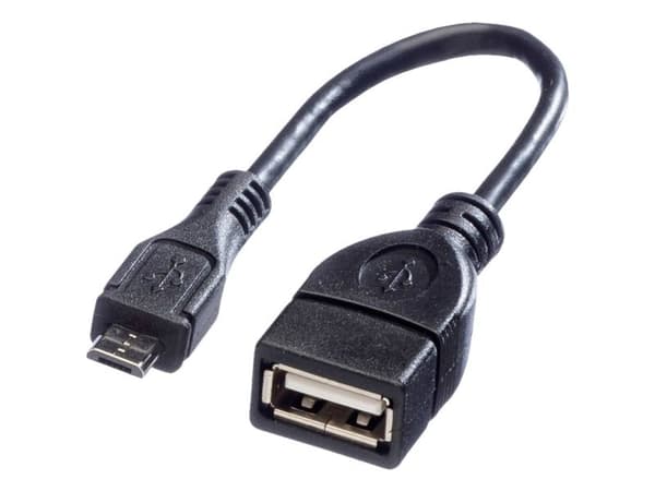 Value 11.99.8311, 0,15 m, USB A, Micro-USB B, USB 2.0, Hankjønn/hunkjønn, Sort