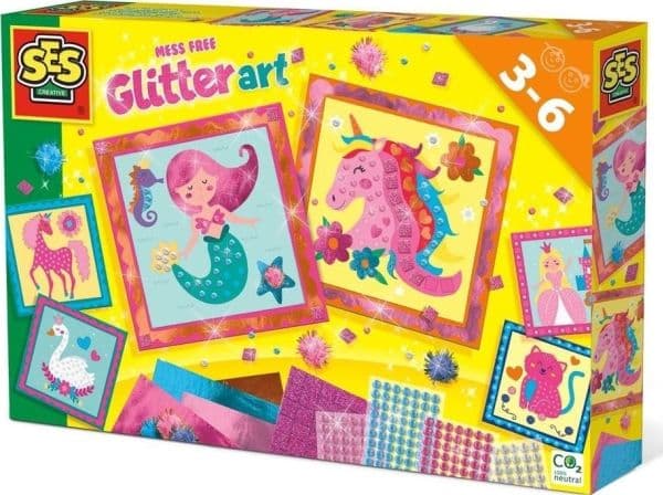 SES Creative Mess free glitter art, Pysselset för barn, 3 År, Multifärg