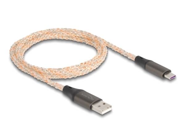 DeLOCK 88164, 1 m, USB A, USB C, USB 2.0, 0,48 Gbit/s, Läpinäkyvä