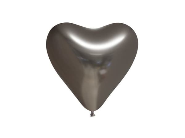 Mirror space grey hjerte balloner, 6 stk