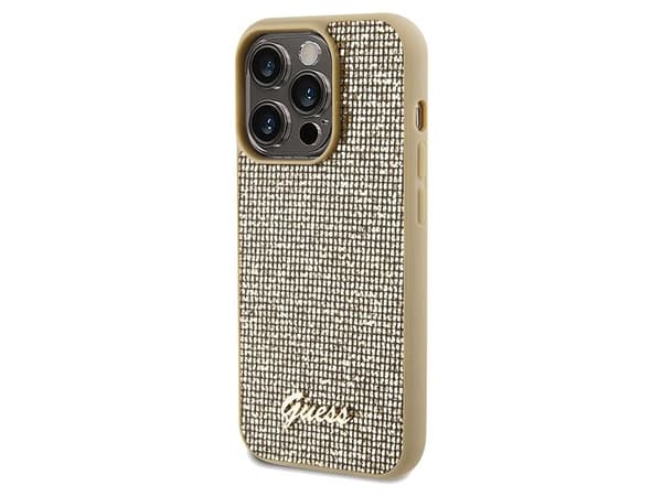 Guess Disco Metal Script fodral för iPhone 14 Pro Max - guld