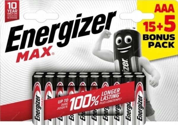 Energizer Max AAA batteri Alkali-mangan 1,5 V 20 stk
