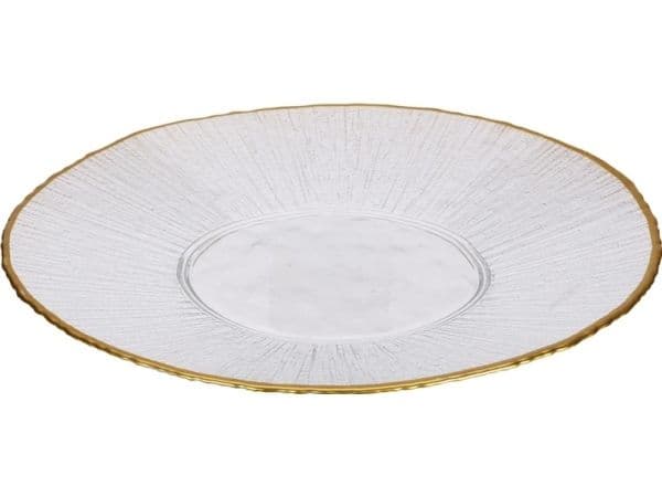 Ukjent fat/form, gull/hvit, 28 cm