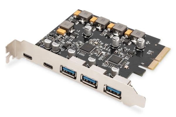 DIGITUS PCIe-kortti 10 Gbps 2x USB-C/3x USB-A