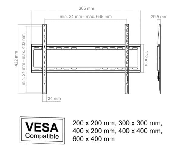 Wave seinäteline TVM1 37 - 70"&amp;lt;35kg| Jäykkä
