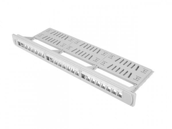 Lanberg PPKS-1124-S - Patchpanel (blank) - stativmonterbar - grå - 1U - 19" - 24 porte