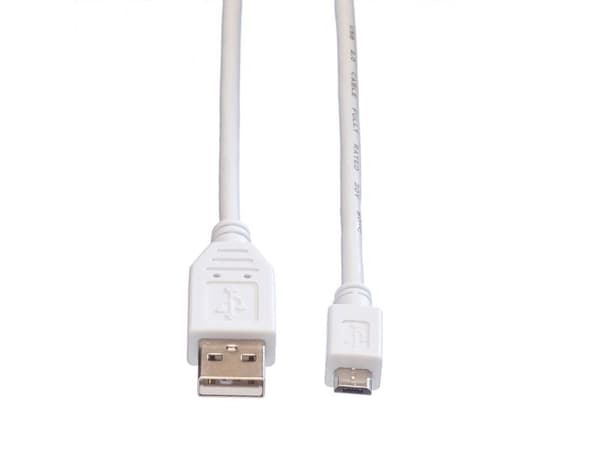 VALUE 11998751, 0,15 m, USB A, Micro-USB B, USB 2.0, 0,48 Gbit/s, Hvit