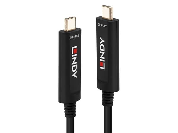 Lindy 38503, 15 m, USB C, USB C, Sort