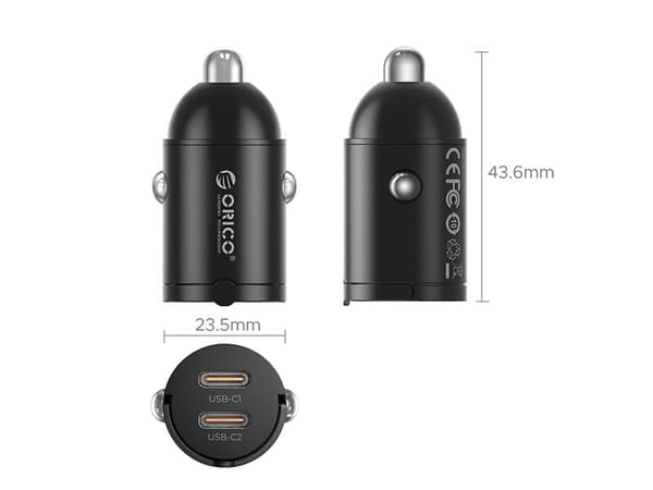 Orico MiniRing 30W bil-lader 2x USB-C sort