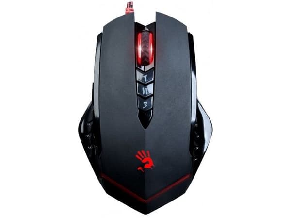 A4Tech V8M, Oikeakätinen, Optinen, USB A-tyyppi, 3200 DPI, Musta, Punainen